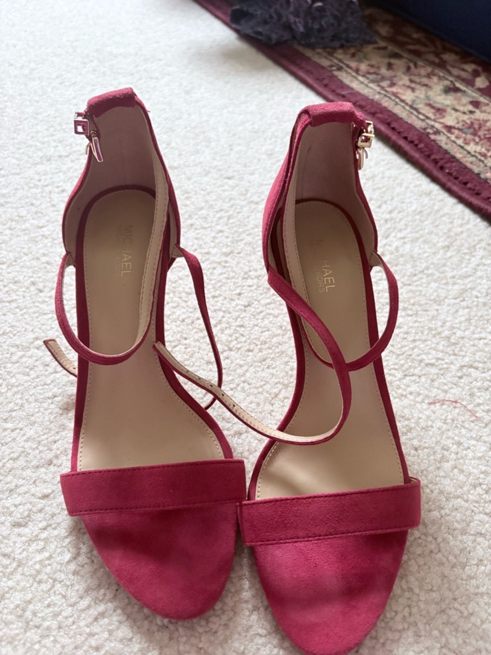 Michael Kors Red Suede Ankle-Strap Heels